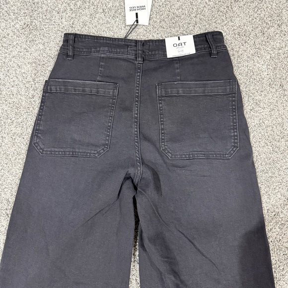 NWT! O.A.T Black Grey Wide Leg High Rise Jeans Raw Hem Pockets Women’s 28 US 6 - Picture 10 of 10